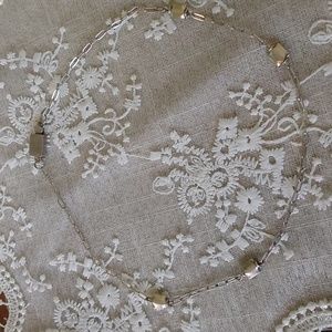 Unique vintage Solid 925 Sterling Silver link chain squares handmade choker 16"